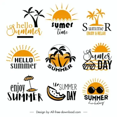 summer logo templates classical flat symbols sketch