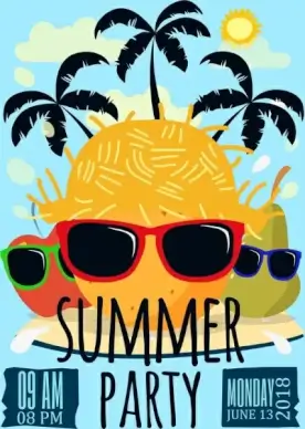 summer party banner funny design tropical style