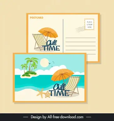 summer postcard templates sea elements