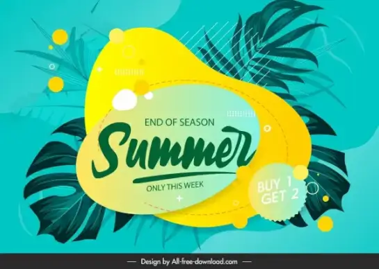 summer sale banner classical leaves sketch flat design