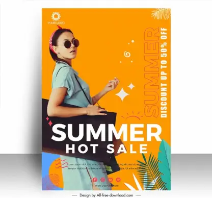 summer sale poster template modern shopper sketch