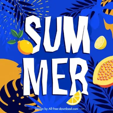 summer time background leaf fruits decor classic flat