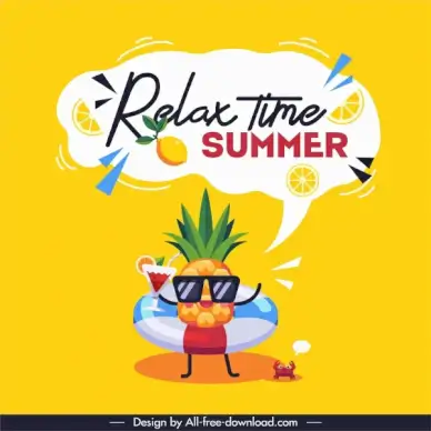summer time poster funny stylized pineapple sketch