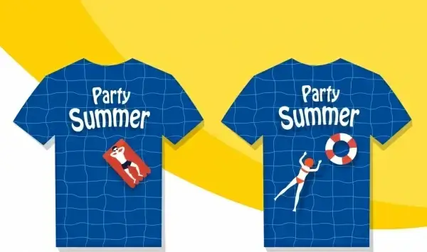 summer tshirt template swimming pool human icons decor