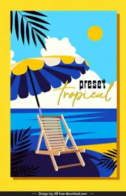 summer vacation banner beach scene sketch colorful classic