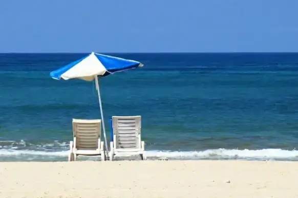 sun bed and beach