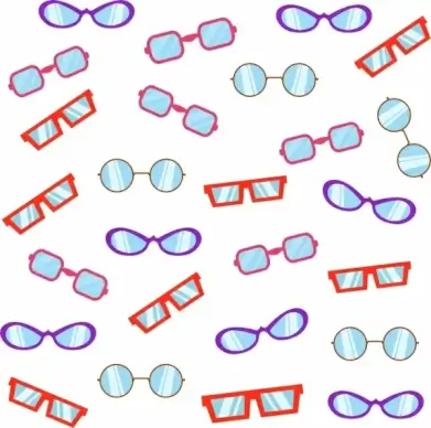 sun glasses icons collection various flat types