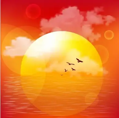 sun light on sea drawing colored bokeh design