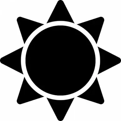 sun sign icon flat silhouette symmetric geometry