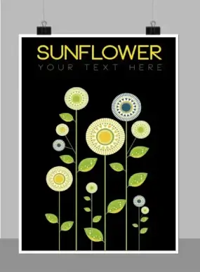 sunflower background circles green leaf decor dark backdrop