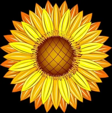 sunflower icon closeup design shiny yellow decoration