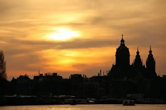 sunset in amsterdam