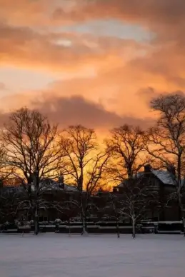 sunset in winter time