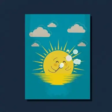 sunshine background cute stylized cartoon style