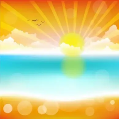 sunshine landscape drawing bright colorful bokeh design