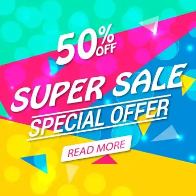 super sale shining banner on colorful background