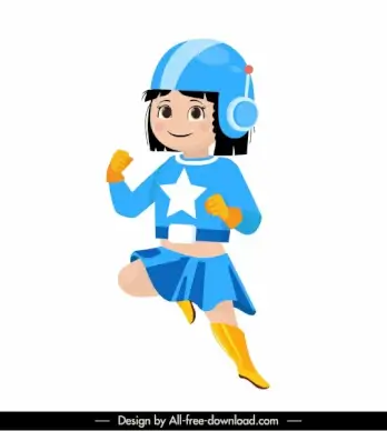super woman icon girl sketch cute cartoon character