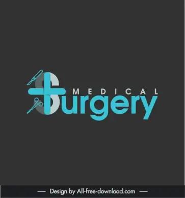 surgery medical logo template flat stylized texts clinic objects sketch