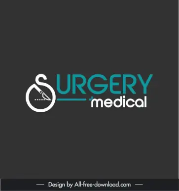 surgery medical logo template flat stylized texts knife sketch 