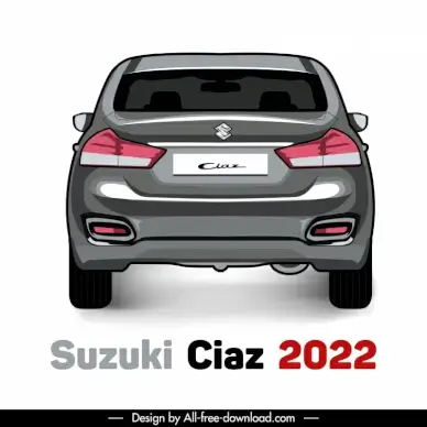 suzuki ciaz 2022 car model advertising template symmetric back view sketch