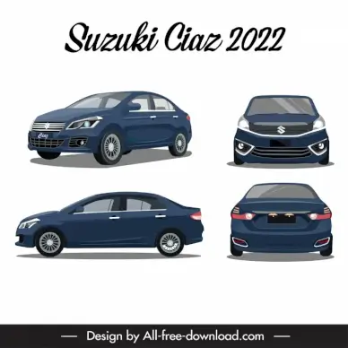 suzuki ciaz 2022 car models templates different views sketch modern design 