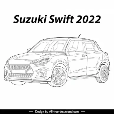 suzuki swift 2022 car model icon 3d black white front view outline 