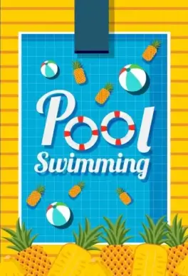 swimming pool background ball pineapple icons decor