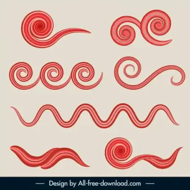 swirled design elements red flat motion sketch