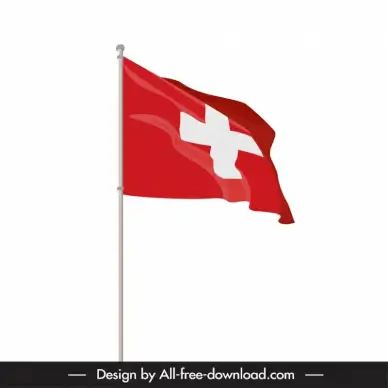 switzerland flag design elements modern dynamic 3d design waving sketch