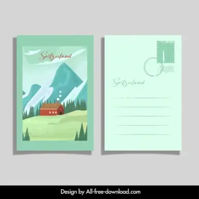switzerland scenery postcard template elegant classical 