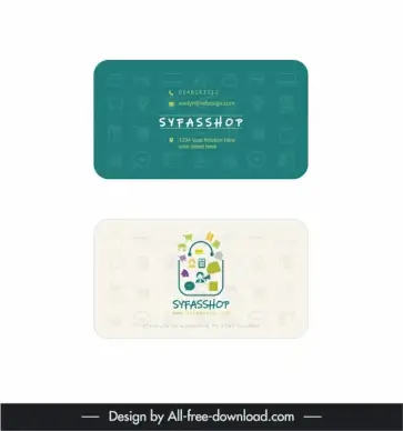  syfas shop card visit template elegant flat bright blurred shopping elements decor 