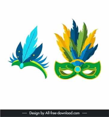 symbol brazil icon feather masks sketch 