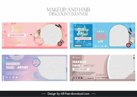 synthetic hair and makeup discount banner templates elegant checkered