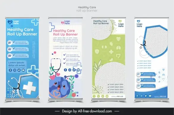 synthetic healthy care roll up banners elegant medical elements