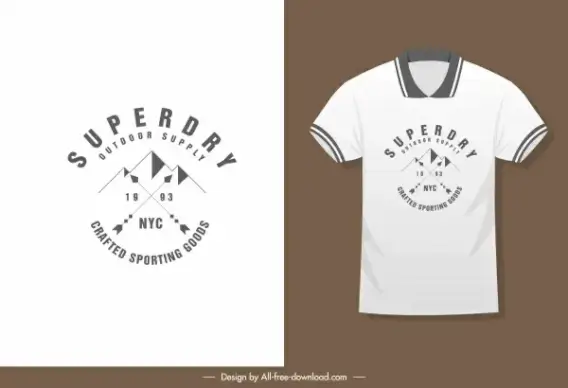 t shirt decor template flat mountain sketch