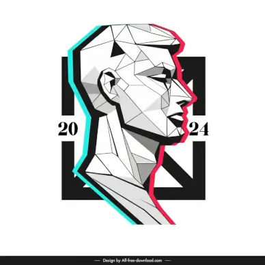 t shirt design elements low poly male statue  