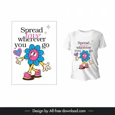 t shirt design template cute dynamic stylized flower