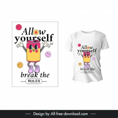 t shirt design template cute stylized can 