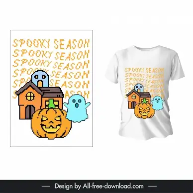 t shirt halloween template  pixel art design  
