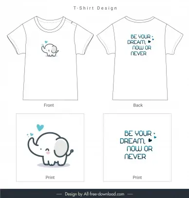  t shirt template cute flat handdrawn elephant calf
