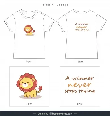   t shirt template cute handdrawn cartoon lion