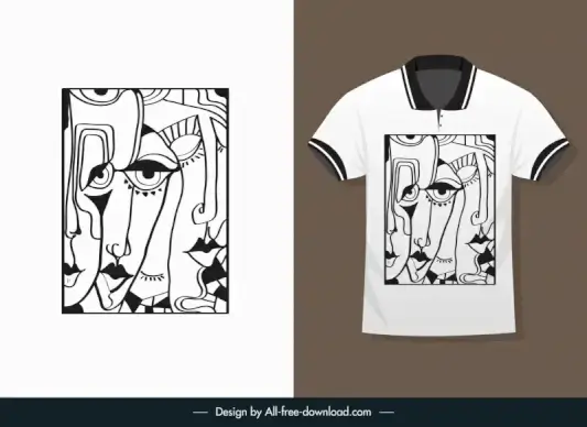 t shirt template handdrawn abstract design