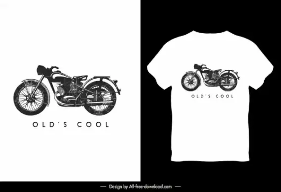 t shirt template motorbike sketch black white decor