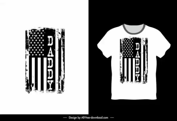 t shirt template usa flag sketch black white grunge