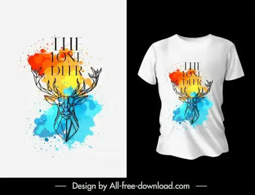 t shirt the lone deer template grunge lowpoly