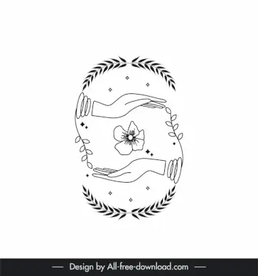 tattoo art template classical symmetric handdrawn hands flowers leaf decor