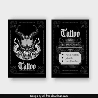 tattoo business card template dark symmetric devil