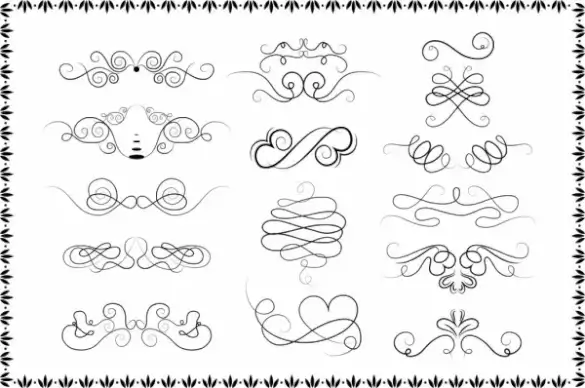 tattoo design elements curved lines isolation