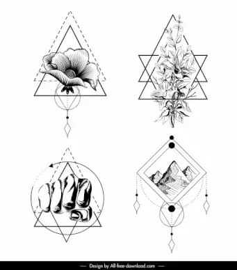 tattoo templates handdrawn flora fist picture sketch