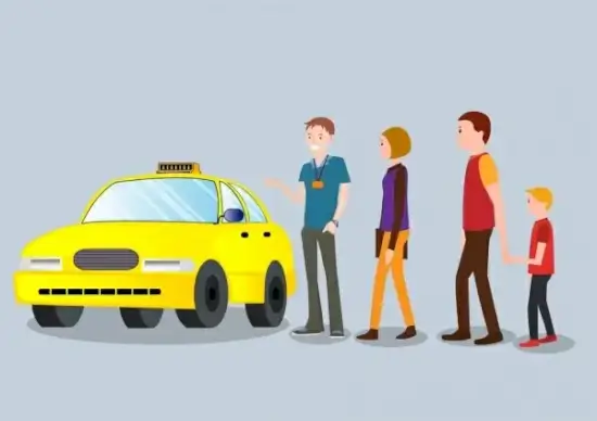 taxi advertising car passengers icons colored 3d design